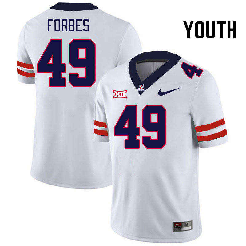 Youth #49 Jordan Forbes Arizona Wildcats Big 12 Conference College Football Jerseys Stitched-White